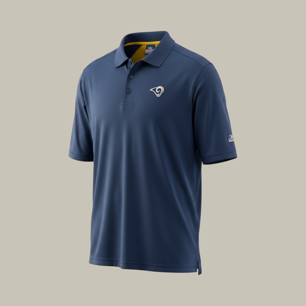 Vintage Reebok Polo Shirt Mens Large Navy Blue NFL St. Louis Rams PlayDry L